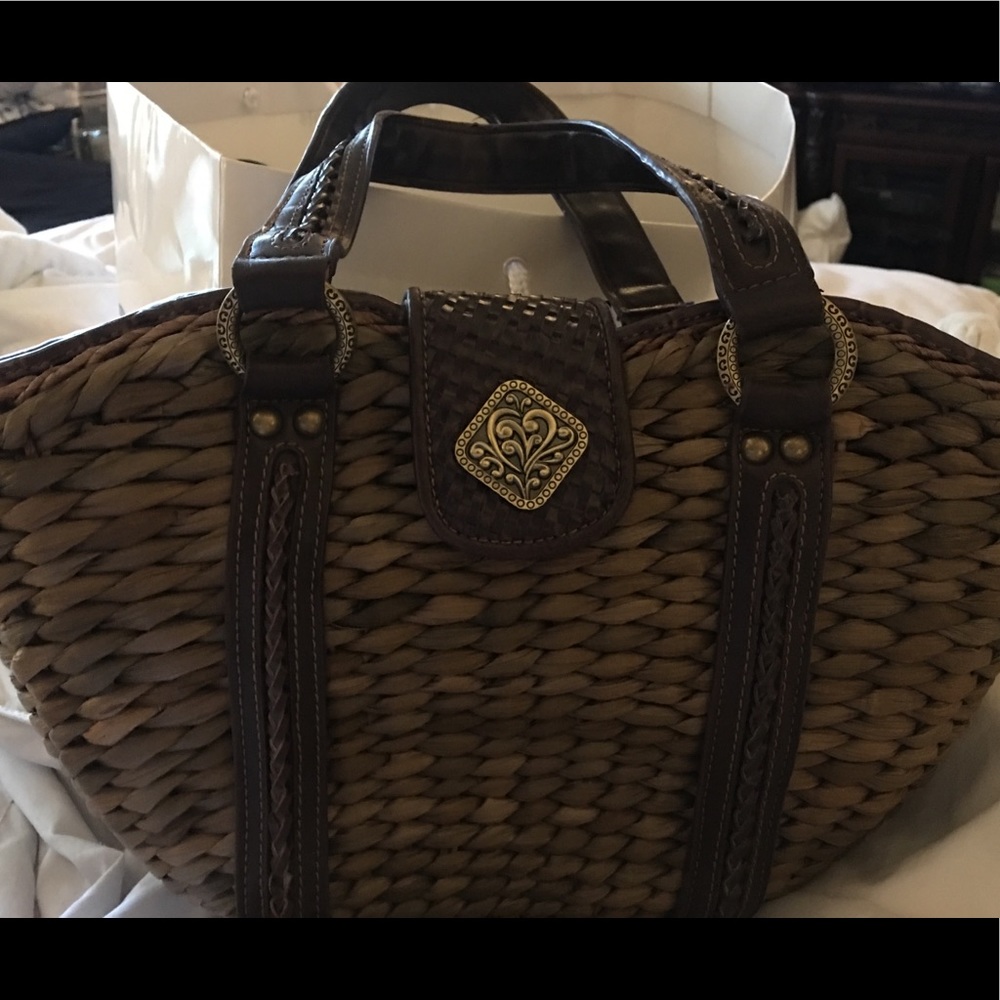 Coldwater Creek Woven Satchel with Brown Accents